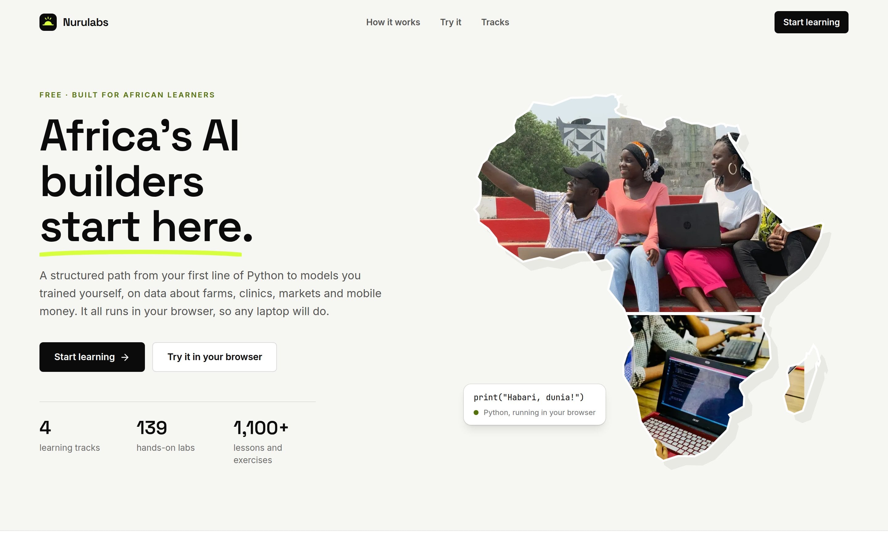 NuruLabs home page: Africa's AI builders start here